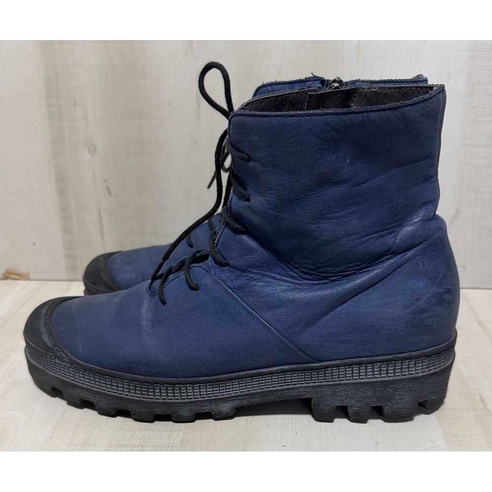 LOFINA Ottanio Leather i6 965 Low Boots Lace Up Zip Womens Size EU 41/US 10 Blue - Picture 3 of 11